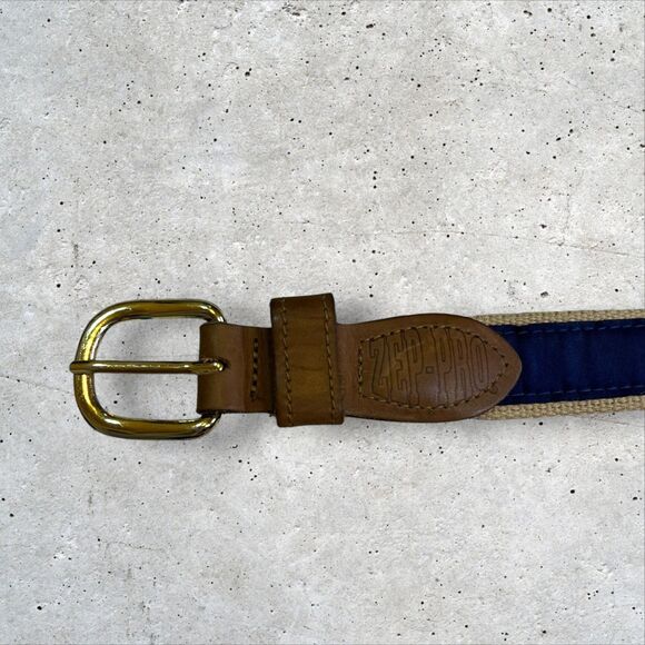 ZEP PRO University of Auburn Tigers Leather Canvas Ribbon Belt sz 32 - Picture 2 of 5